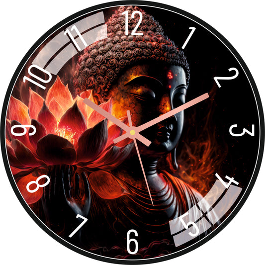 Flame Lord Buddha Wall Clock