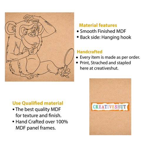 Canvas and MDF Monkey Pre-Marked Framed Base for Painting