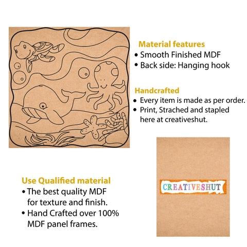 Canvas and mdf Octopus pre-marked Framed Base for Painting
