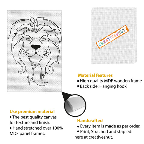 Canvas and mdf lion pre-marked Framed Base for Painting