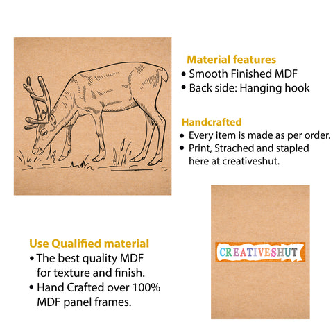 Canvas And Mdf Deer Diy Framed Base For Painting