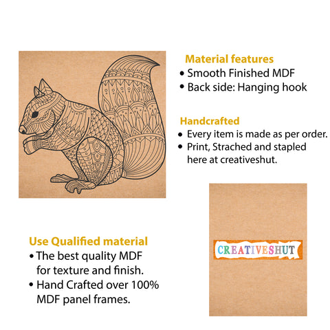 Canvas and mdf Squirrel pre-marked Framed Base for Painting