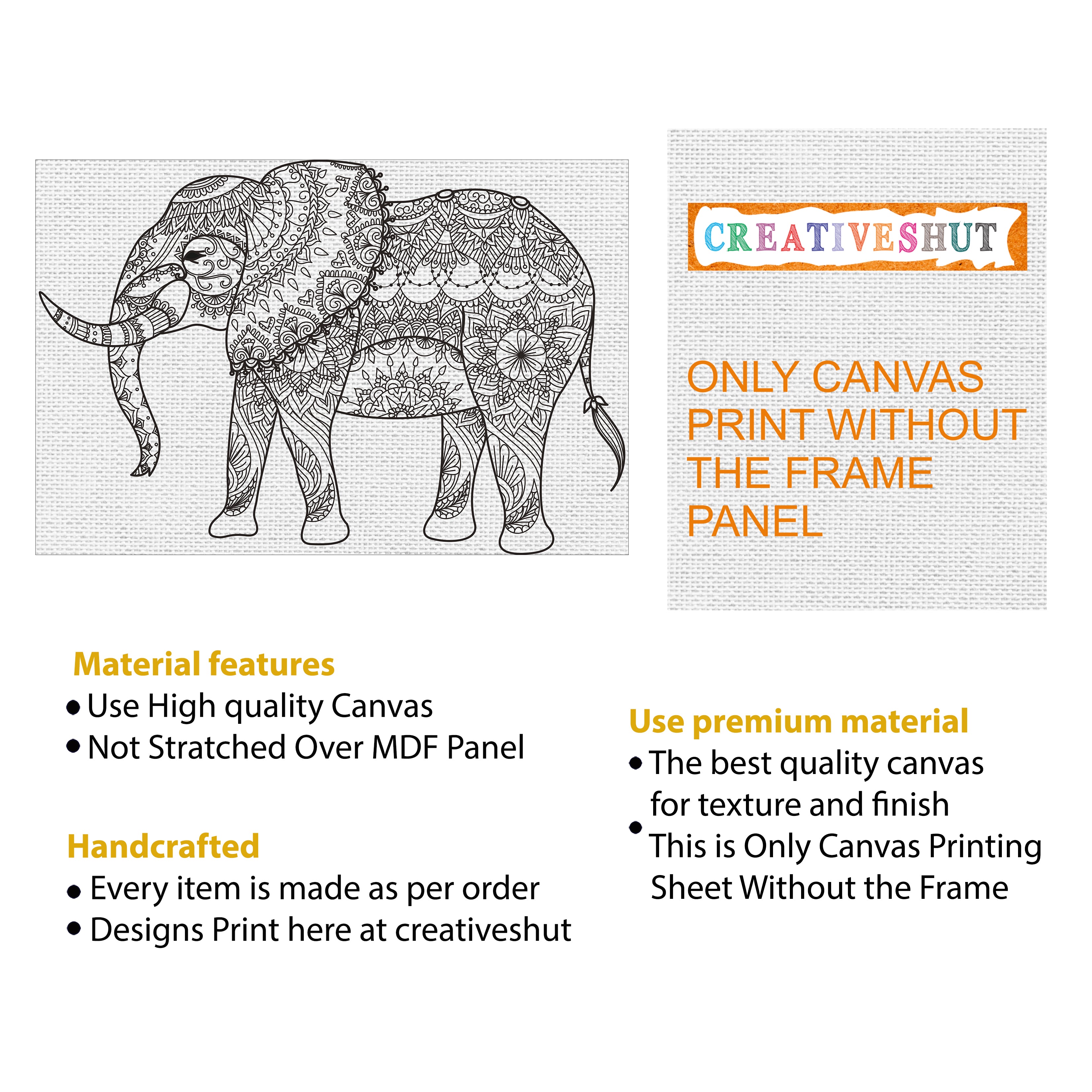 Canvas and MDF Elephant DIY Framed Base for Painting