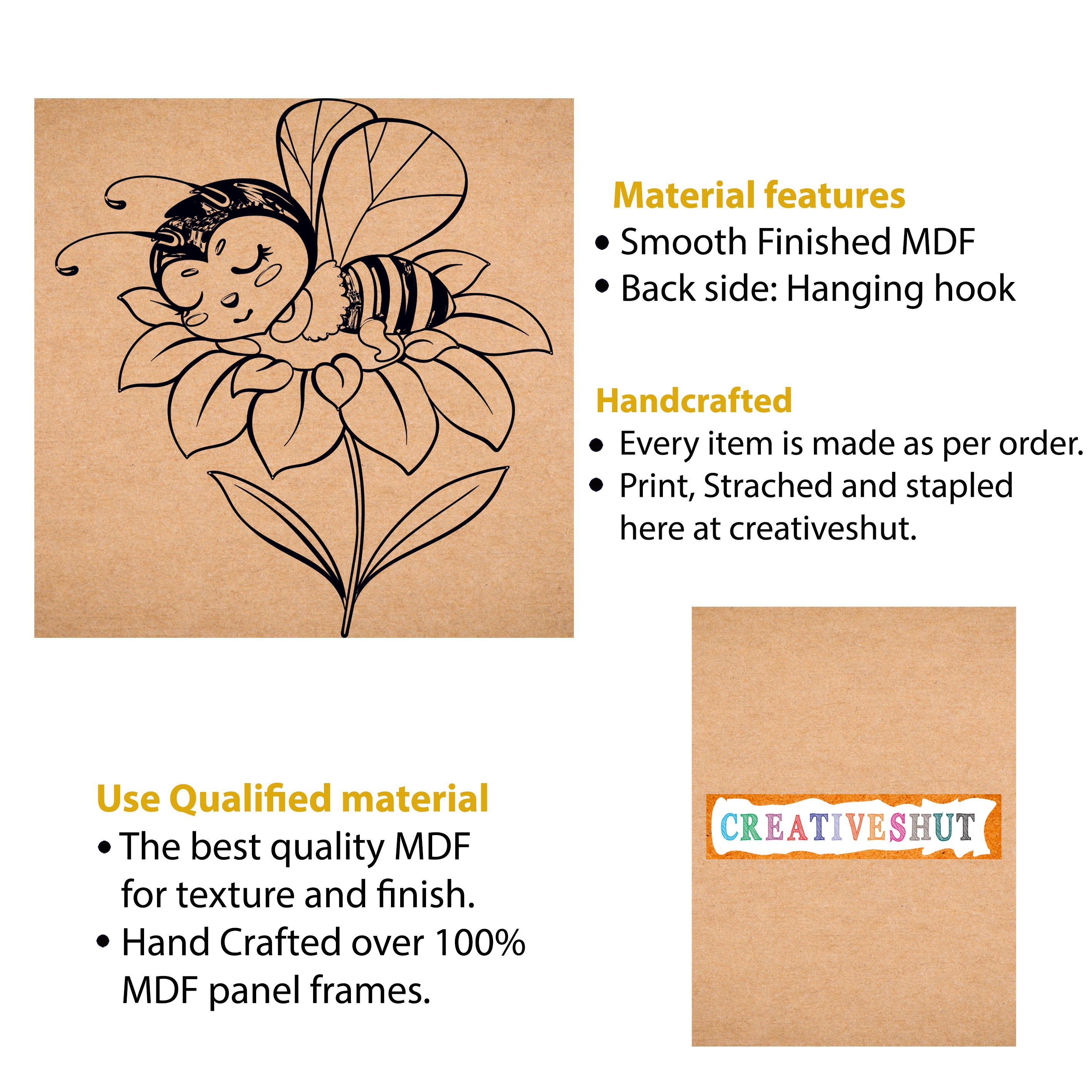 Bee with Flower DIY Frame Canvas Base