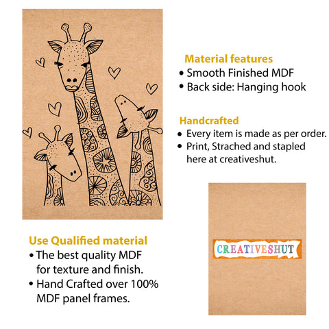 Canvas and MDF Giraffe pre-marked Framed Base for Painting