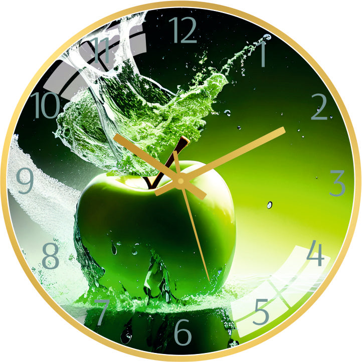 Green Apple Fruit Wall Clock