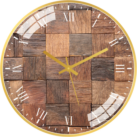 Wood Panel Wall Clock