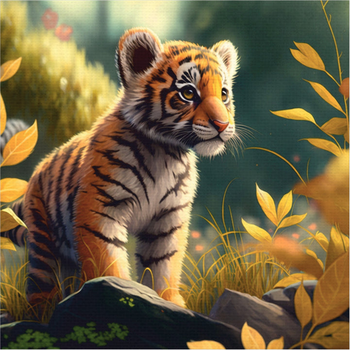 Animal Art Tiger Kid Canvas Photo Frame