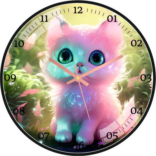 Beautiful Pink Cat Wall Clock