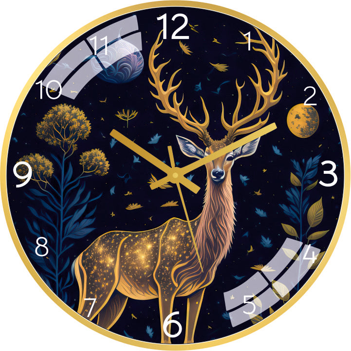 Golden Deer Wall Clock