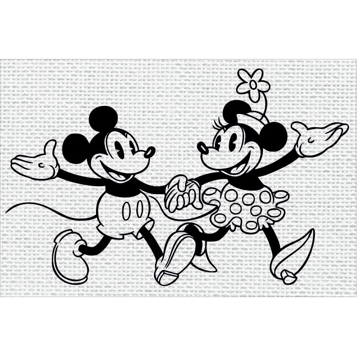 Mickey and Minnie Cartoon Canvas DIY Framed Base