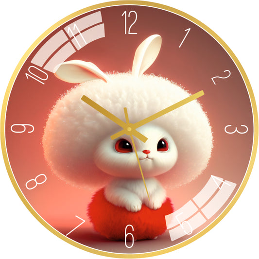 Cute White Bunny Wall Clock