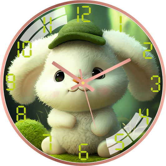 White Cute Bunny Wall Clock