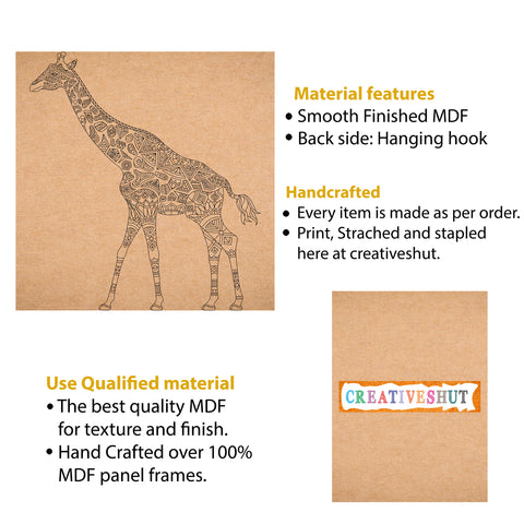 Canvas and MDF Giraffe pre-marked Framed Base for Painting