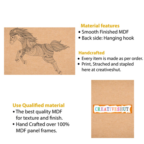 Canvas and MDF Horse pre-marked Framed Base for Painting