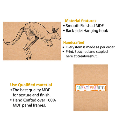 Canvas and mdf Kangaroo pre-marked Framed Base for Painting