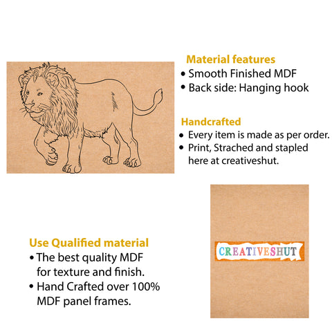 Canvas and mdf lion pre-marked Framed Base for Painting