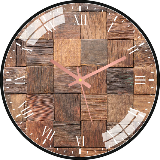 Wood Panel Wall Clock