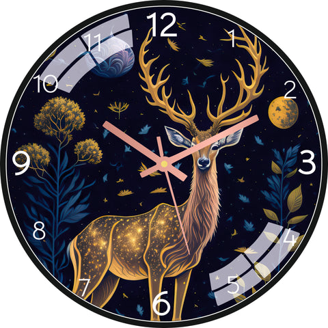 Golden Deer Wall Clock
