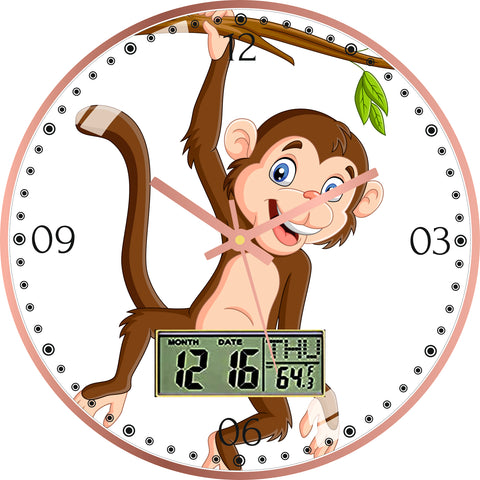 Monkey Hanging on Tree Wall Clock