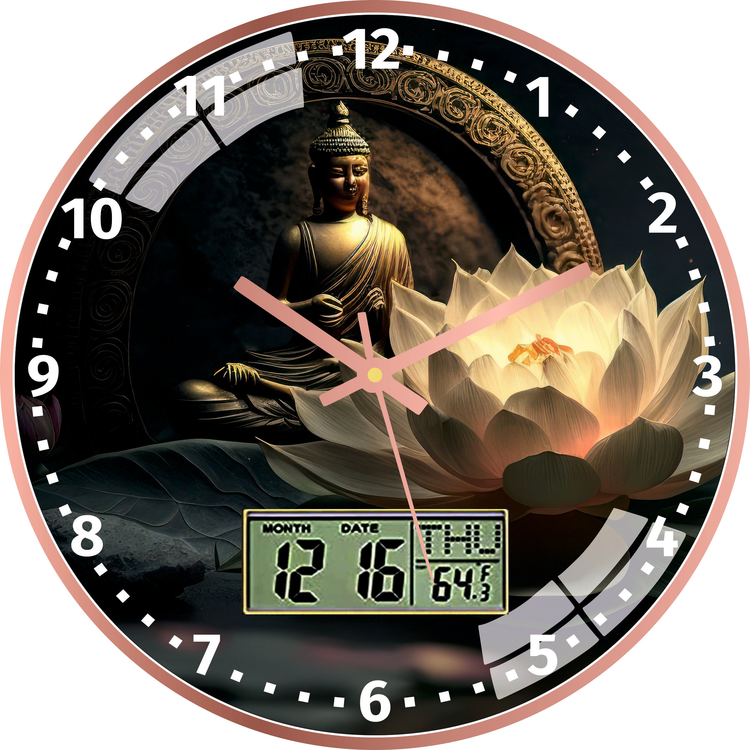 Lotus Buddha Wall Clock