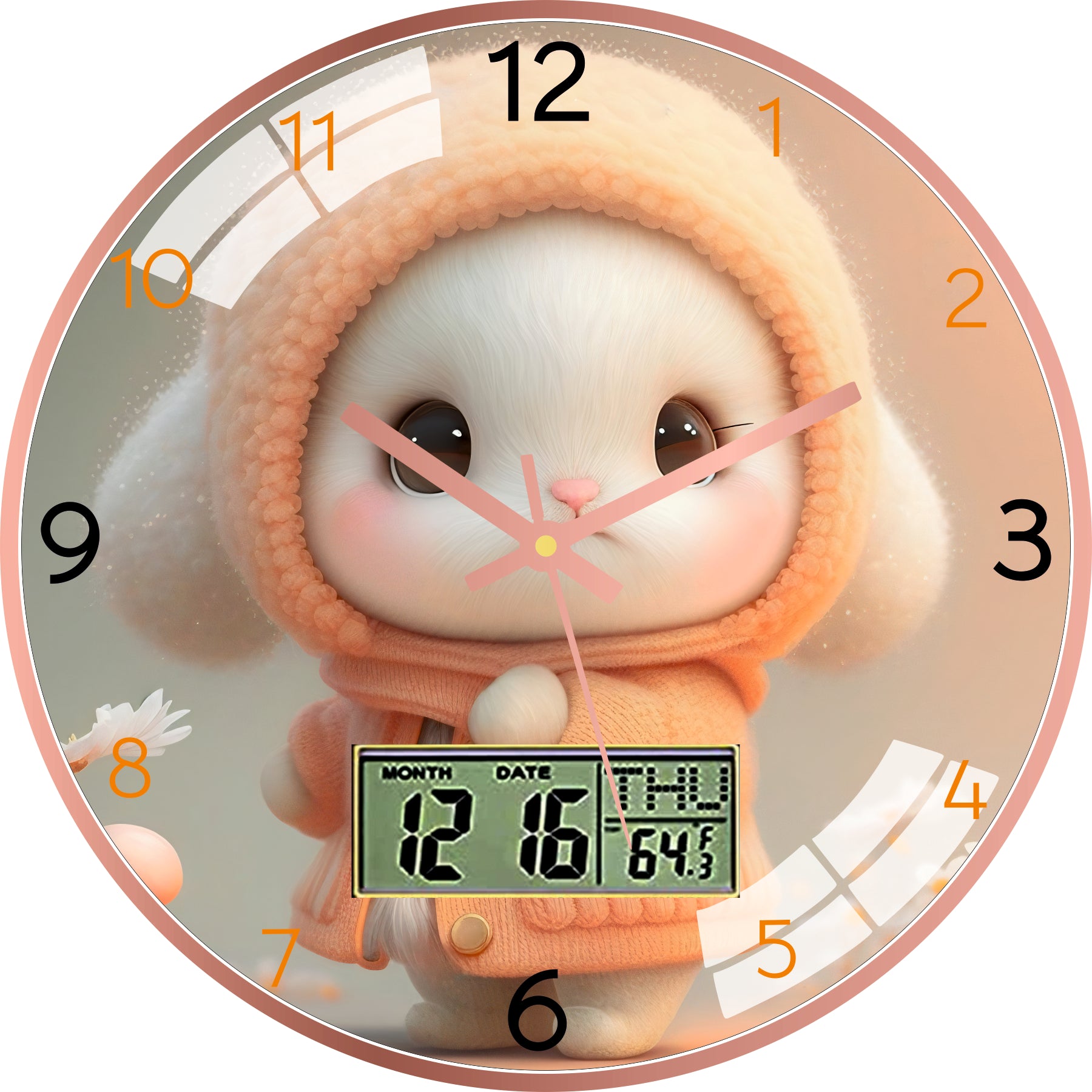 Winter Bunny Wall Clock