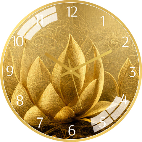 Golden Flower Wall Clock