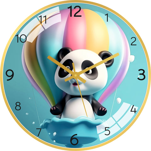 Cute Panda Holding Balloon Wall Clock