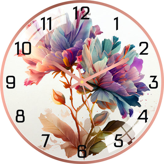 Watercolor Flower Wall Clock