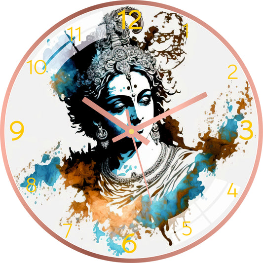 Painted Krishna Wall Clock