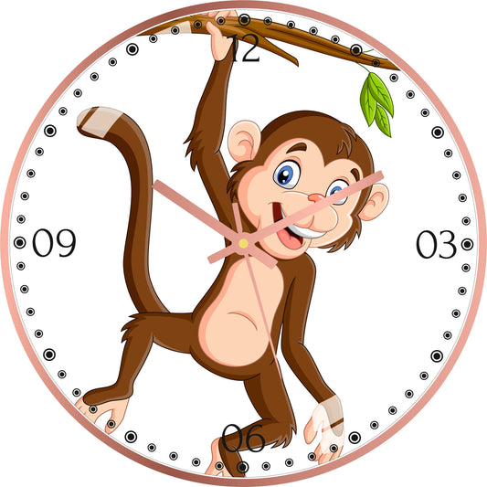 Monkey Hanging on Tree Wall Clock