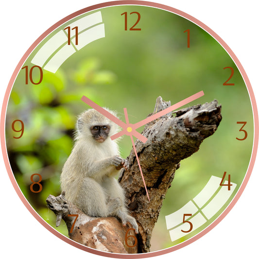 Natural Monkey Wall Clock
