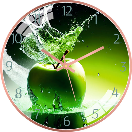 Green Apple Fruit Wall Clock