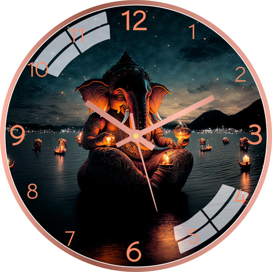 Flame Ganeshji Wall Clock