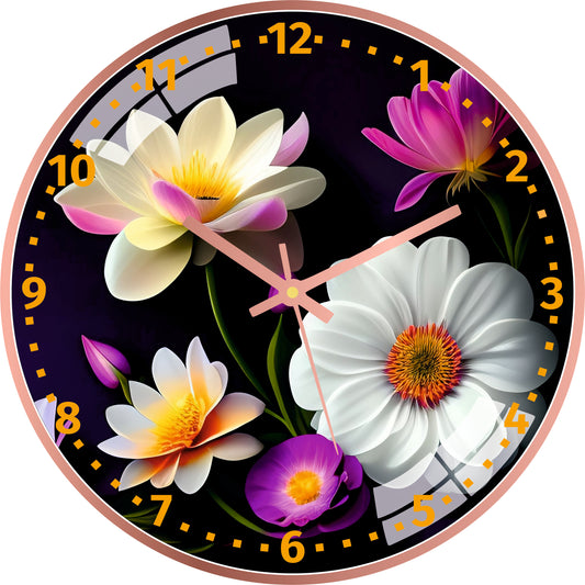 Purple Flower Wall Clock