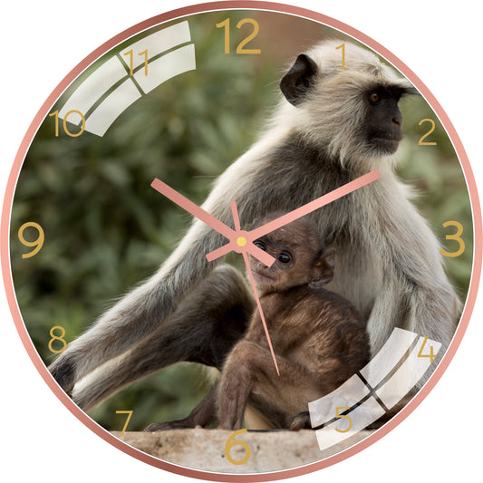 Monkey with Baby Wall Clock