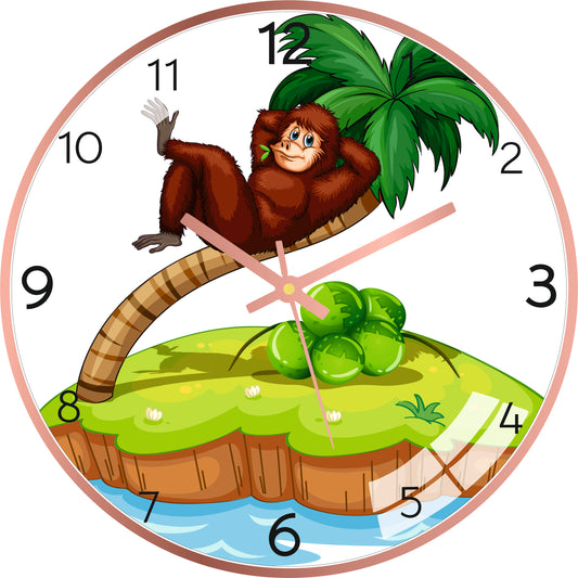 Resting Monkey on Tree Wall Clock
