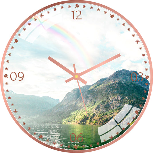 Rainbow with Mountain Wall Clock