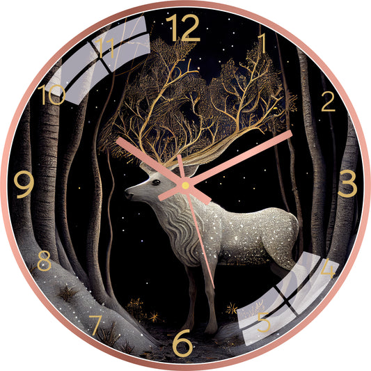 White Deer Wall Clock