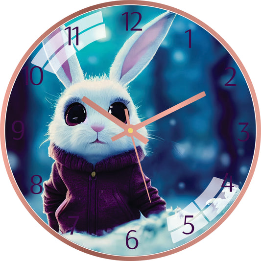Winter Snow Rabbit Wall Clock