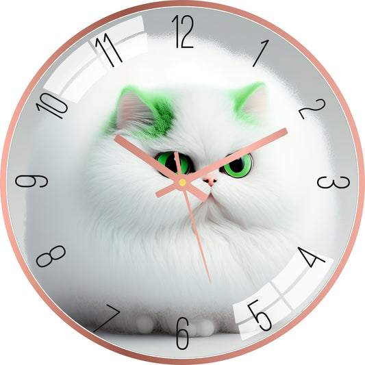 Cute White Cat Wall Clock