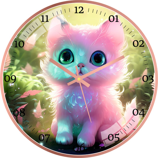 Beautiful Pink Cat Wall Clock