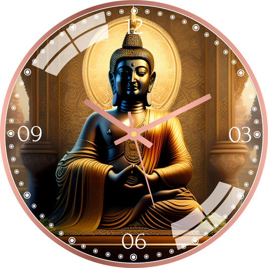 Golden Buddha Wall Clock
